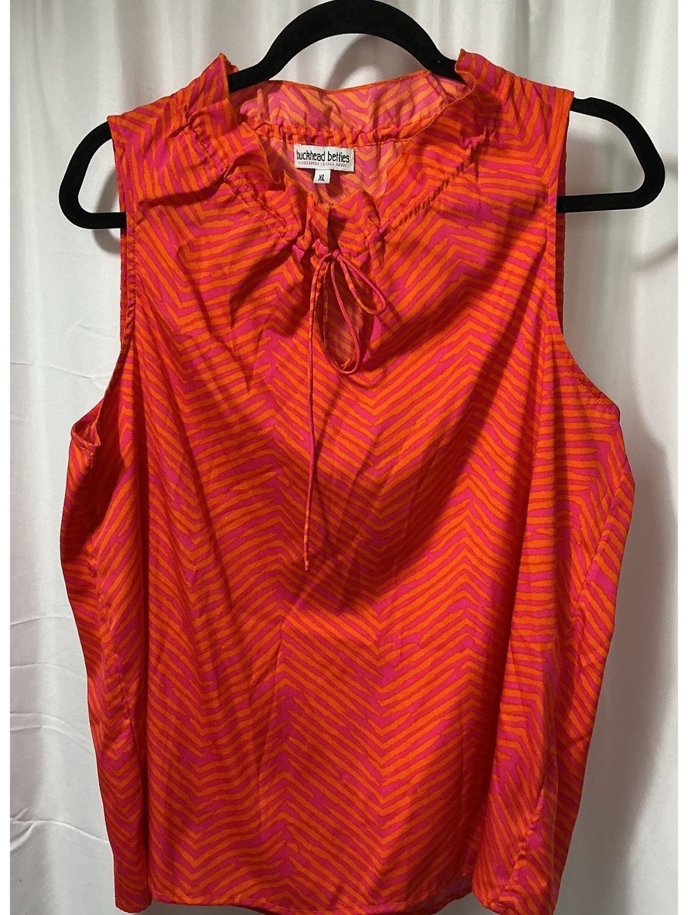 Buckhead Betties XL Pink Orange Geometric Summer Animal Print Sleeveless Blouse